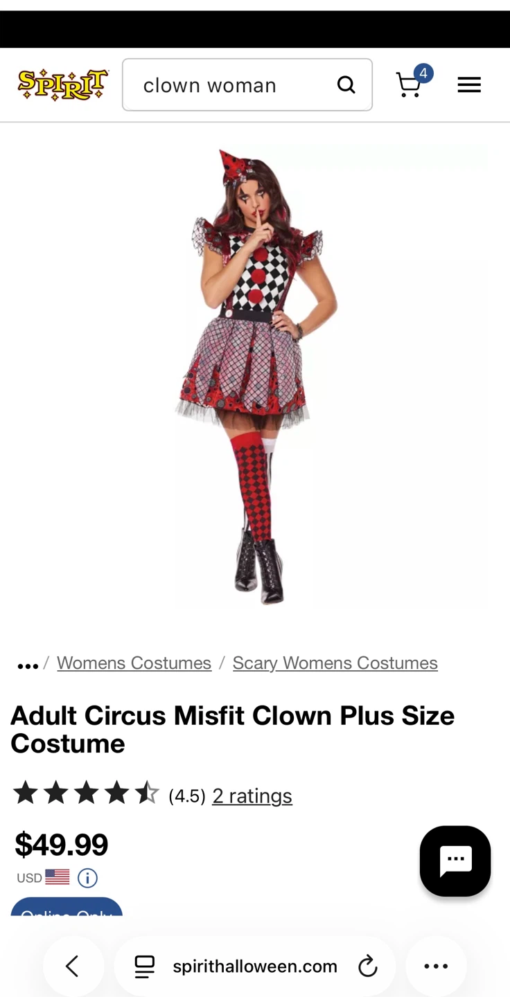 Adult Circus Misfit Clown Costume - size medium & size large
