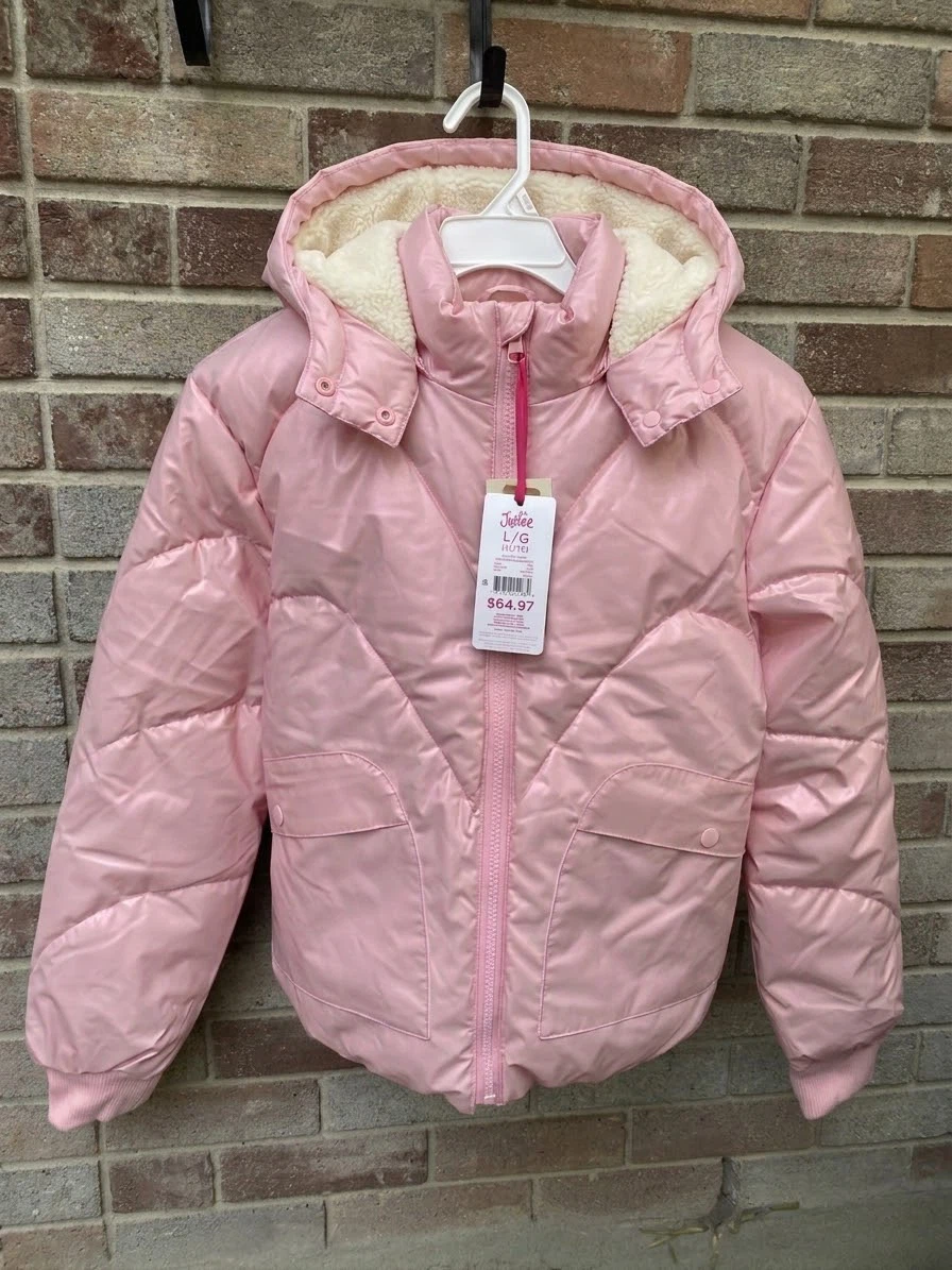 Justice Pink Puffer winter Jacket size 10-12 years