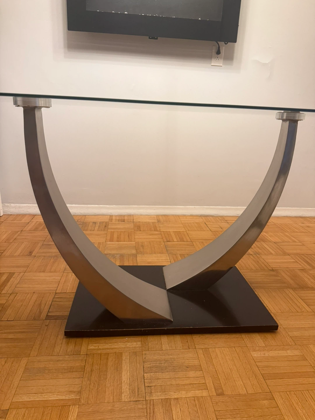 Modern Glass Top Coffee Table with Metal Base