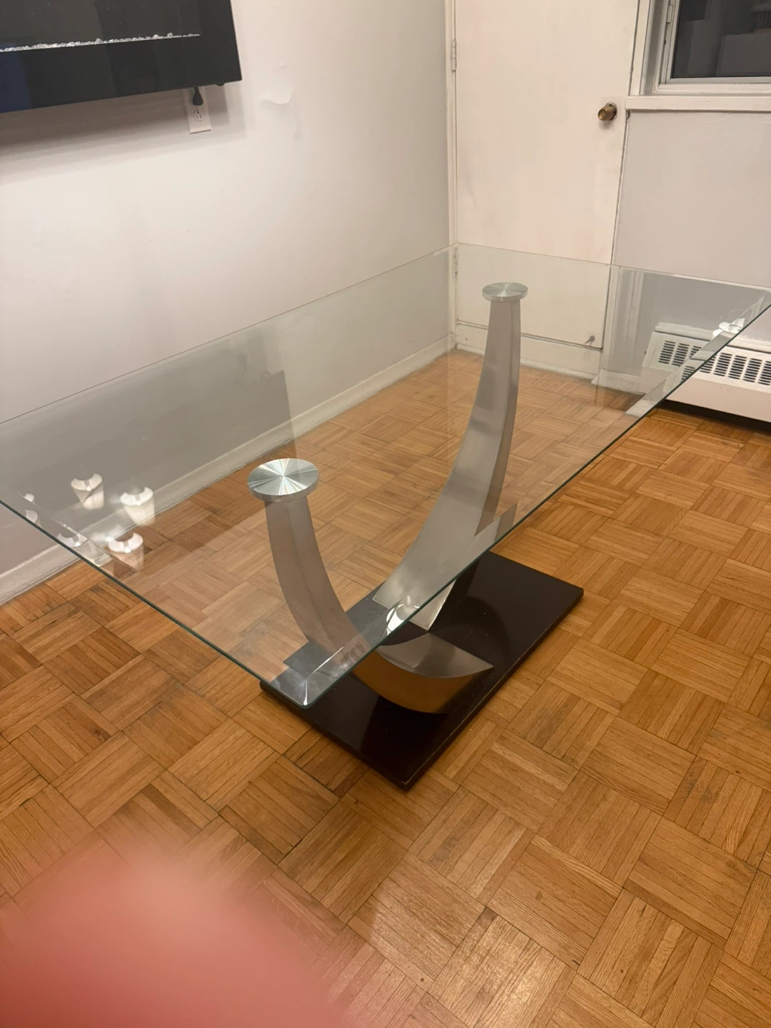 Modern Glass Top Coffee Table with Metal Base - photo 2