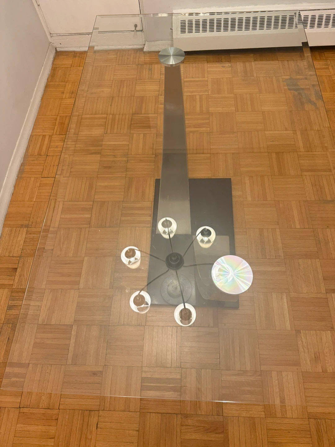 Modern Glass Top Coffee Table with Metal Base - photo 3