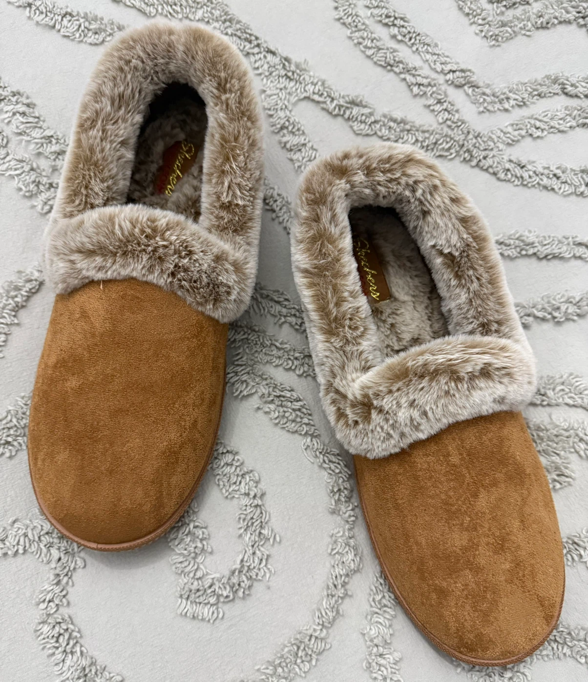 Skechers Faux Fur Lined Slippers - Tan