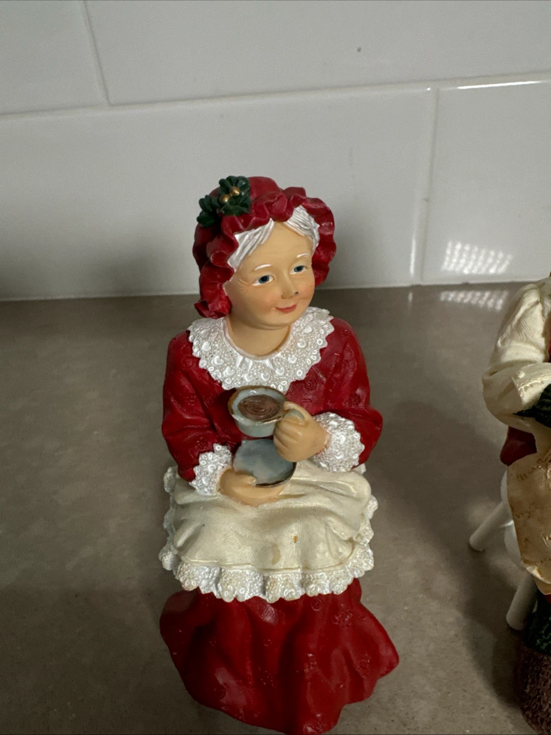 Christmas Santa and Mrs. Claus Figurines with Stools - photo 2