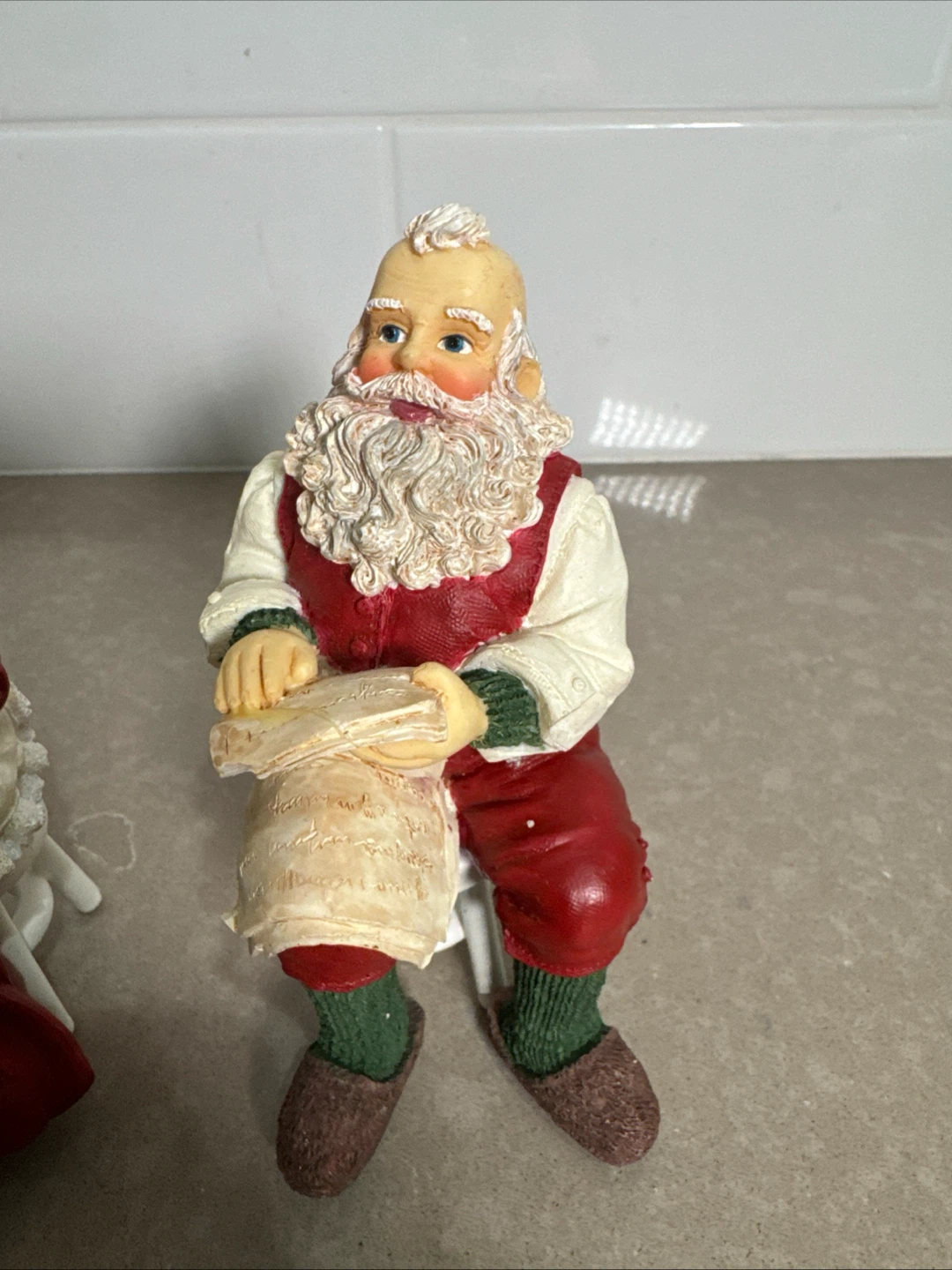 Christmas Santa and Mrs. Claus Figurines with Stools - photo 3