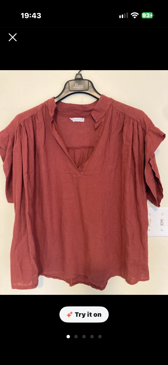 Brand New Terracotta Boho Linen Blouse • Made in Italy