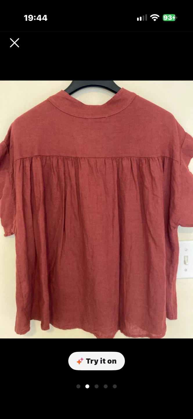 Brand New Terracotta Boho Linen Blouse • Made in Italy - photo 2