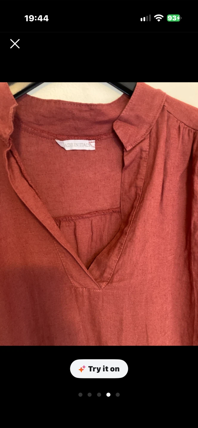 Brand New Terracotta Boho Linen Blouse • Made in Italy - photo 4
