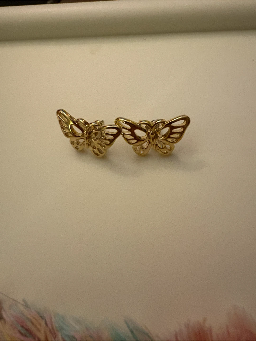 Gold-tone butterfly stud earrings