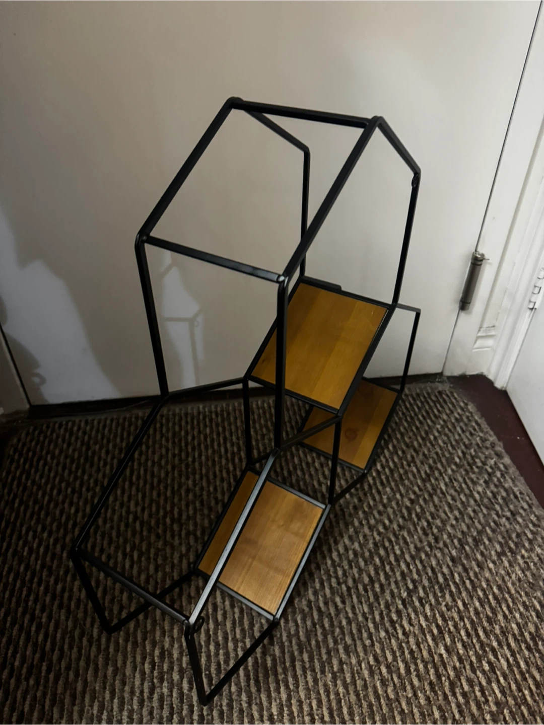 Black Metal and Wood Hexagonal Wall Shelf - photo 2