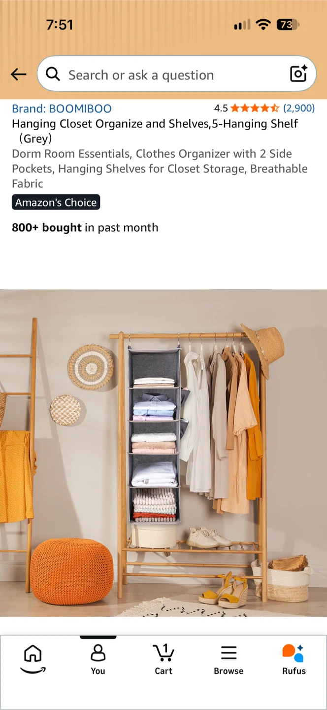 BOOMIBOO 5-Shelf Hanging Closet Organizer - photo 4