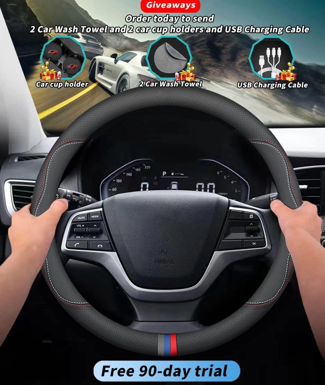 Deer Route Premium Leather Steering Wheel Cover For BMW