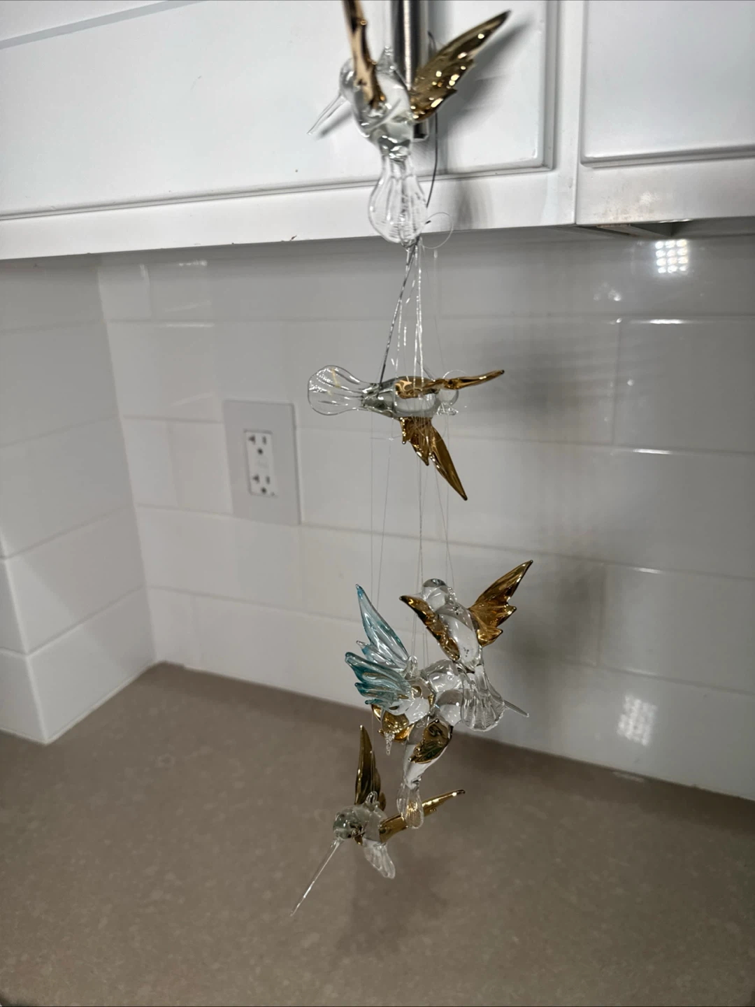Set of Glass Hummingbird Ornaments