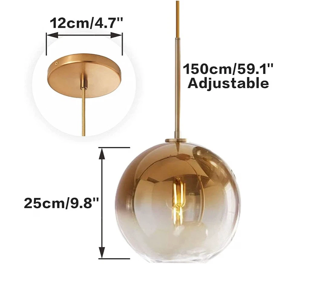 H XD GLOBAL Gradient Color Glass Pendant Light,Modern Glass - photo 2