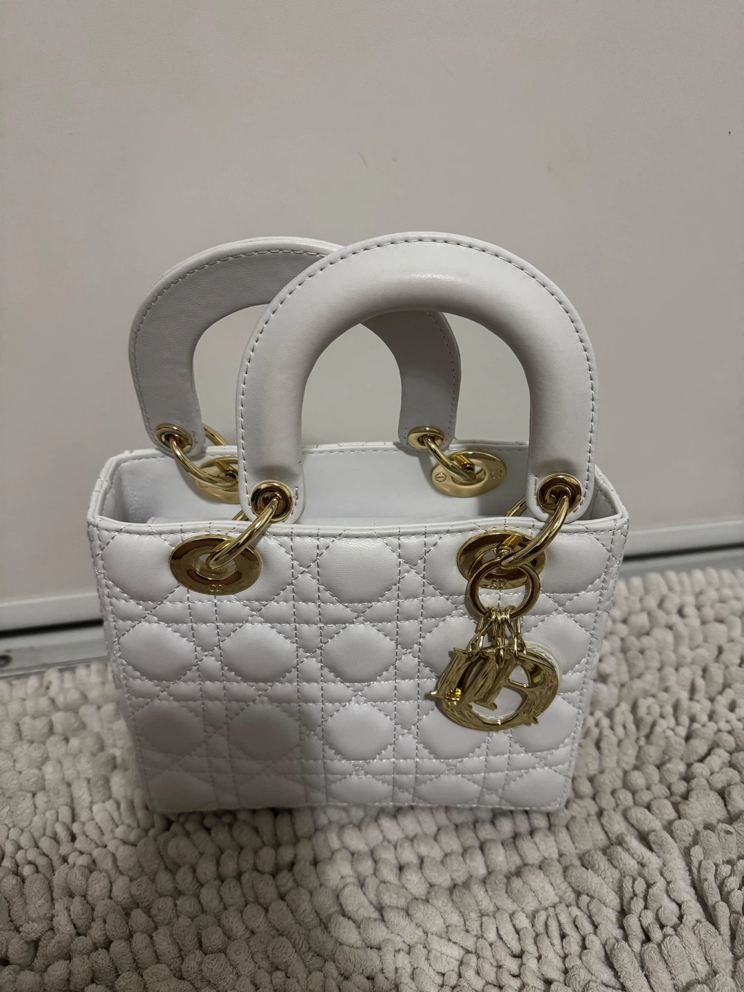 Christian Dior Lady Dior Mini Bag White