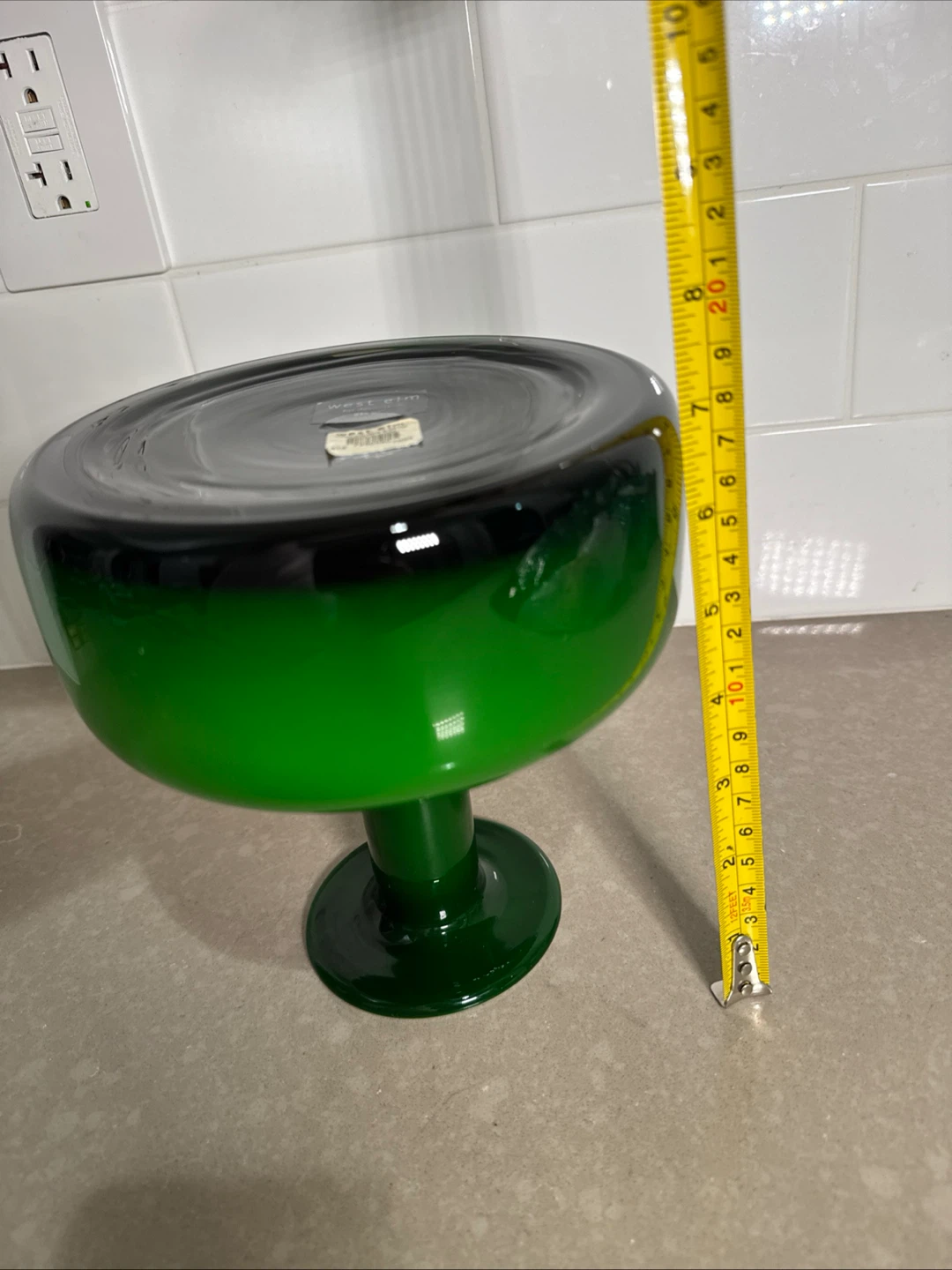West Elm Green Glass Pedestal Bowl - photo 5