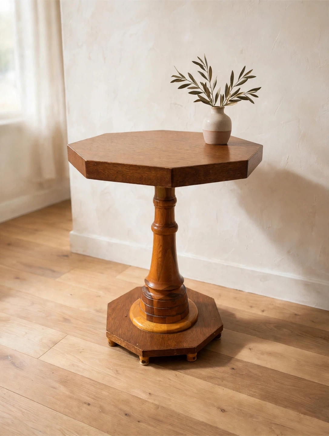 Vintage Octagonal Wooden Side Table