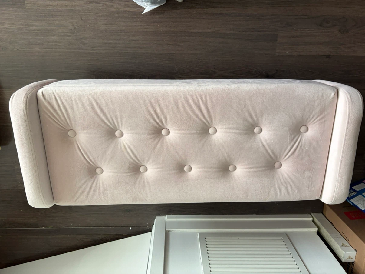 Pink Velvet Upholstered Storage Ottoman