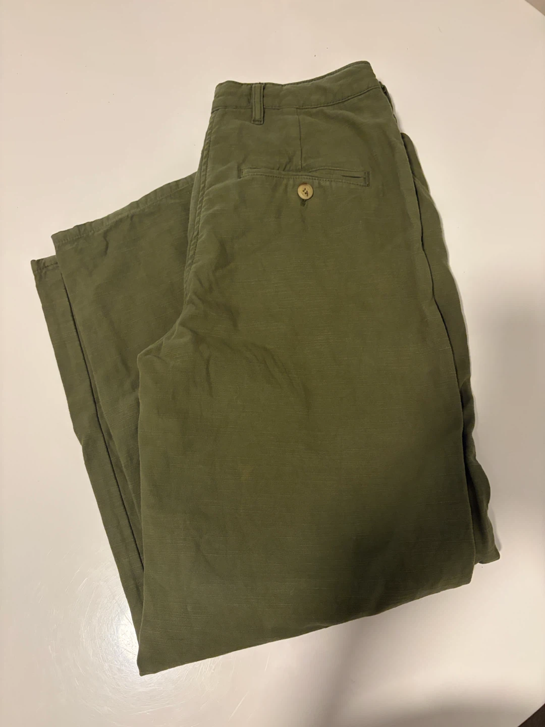 Green straight leg pants