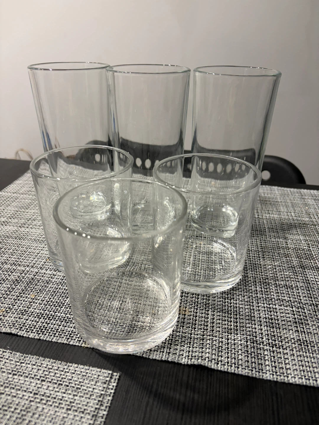 Set of 6 clear drinking glasses