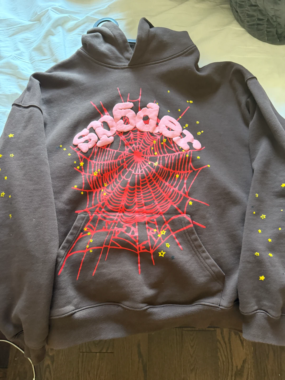 Spider hoodie brown and pink