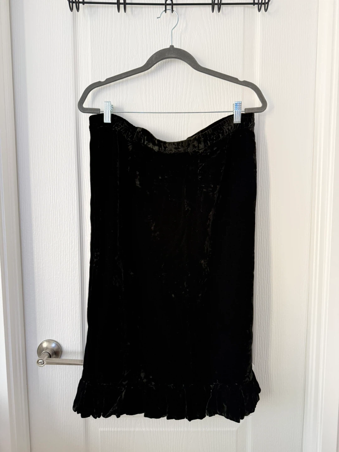 Black Velvet Midi Skirt