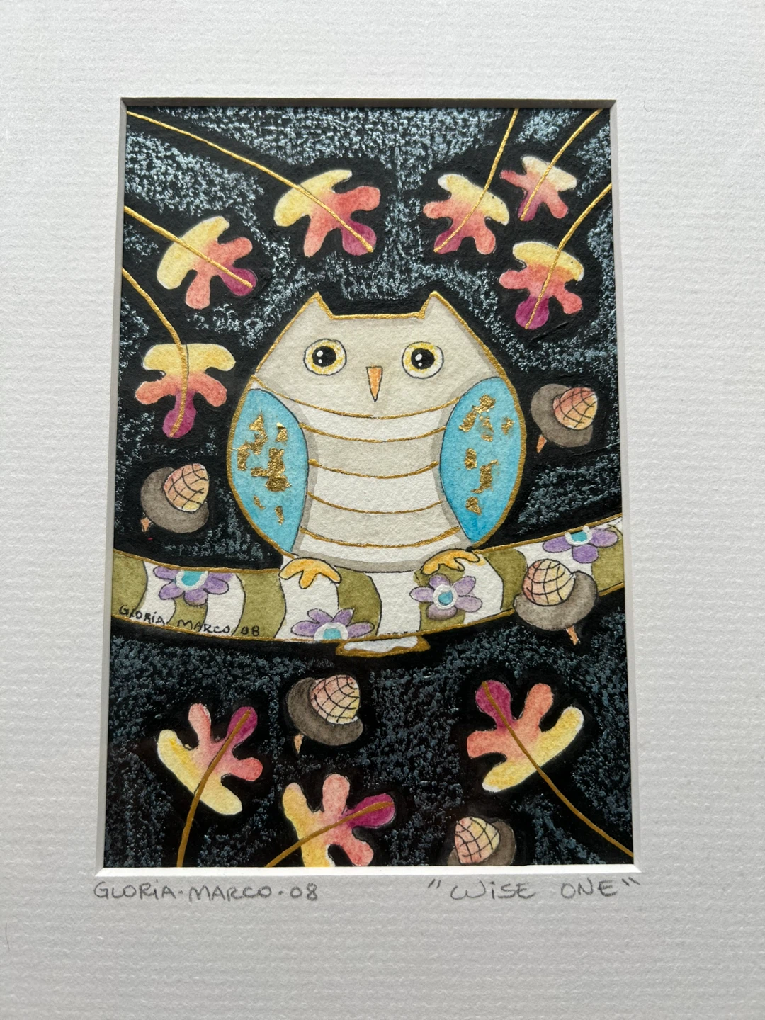 Original Signed  Folk Art Owl Painting by Gloria Marco - photo 4