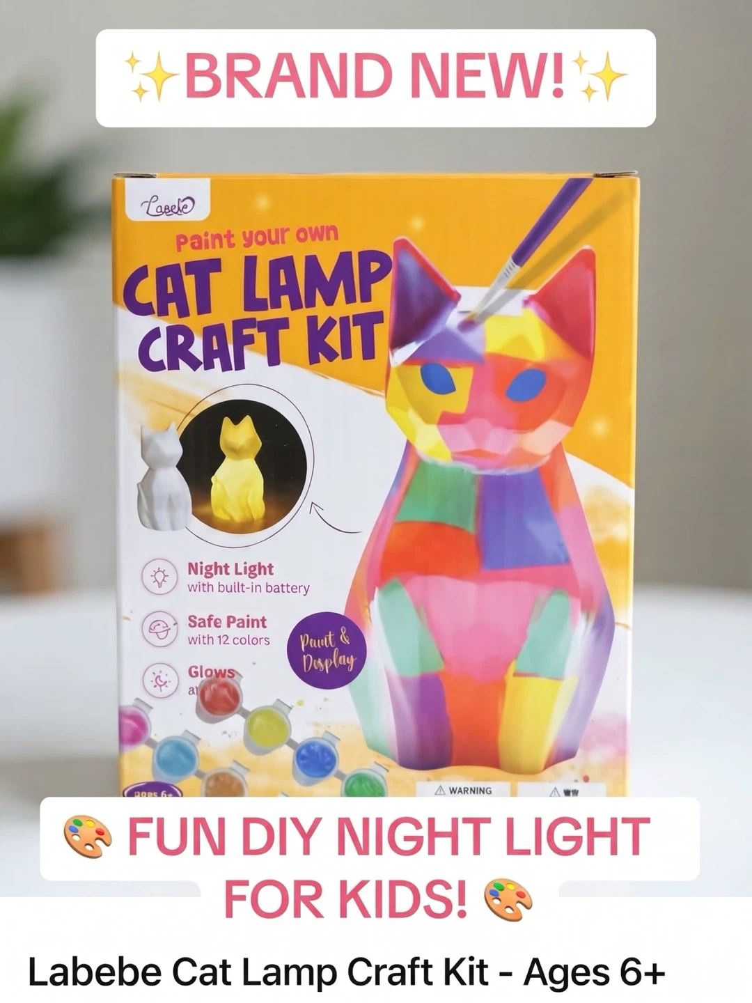 Brand New Labebe Paint Your Own Cat Lamp Craft Kit-Night Light