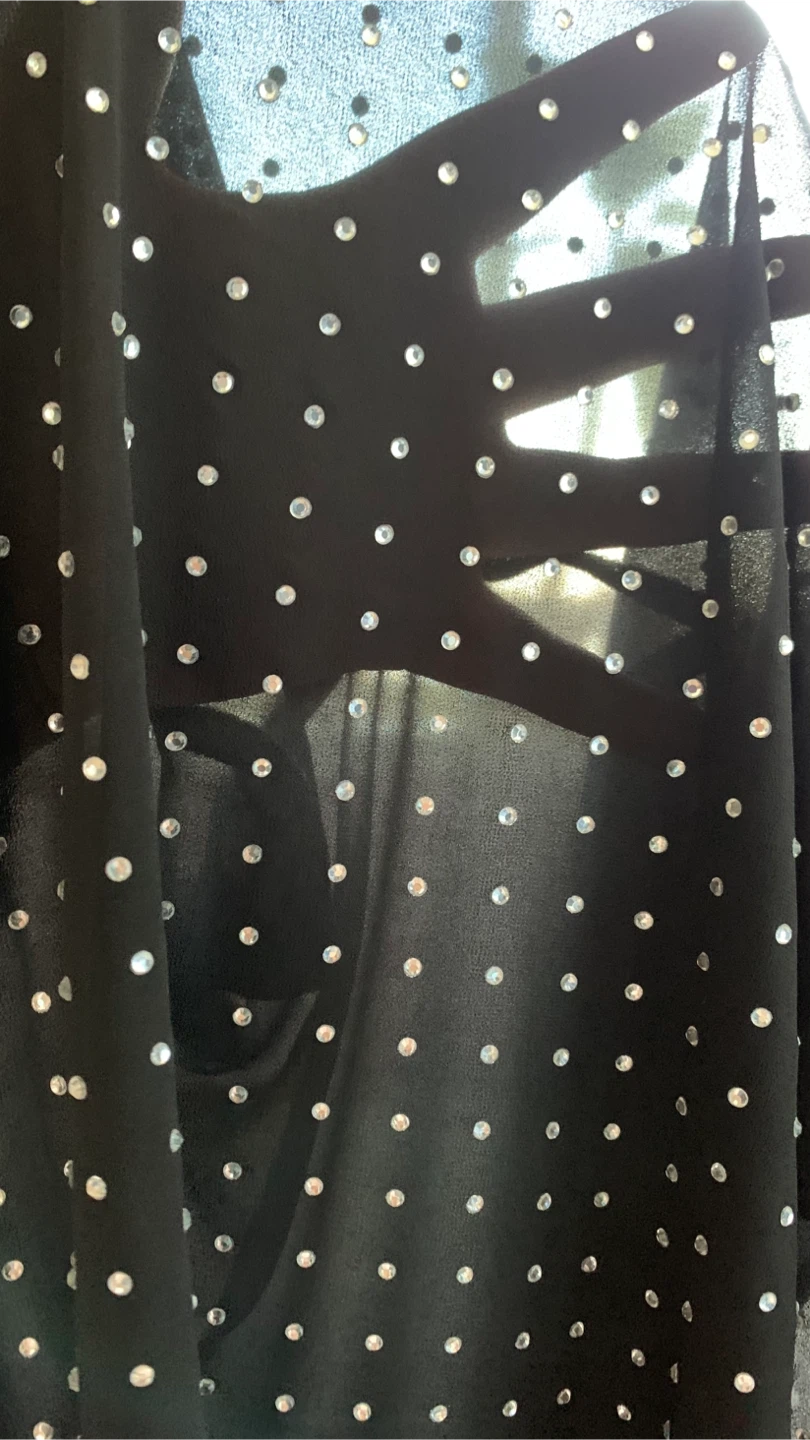 Black Brand Rhinestone Studded Sheer Front Top - Size S - photo 4