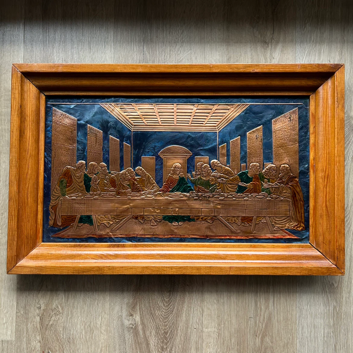 Vintage Embossed Copper “The Last Supper” Framed Wall Art - photo 2