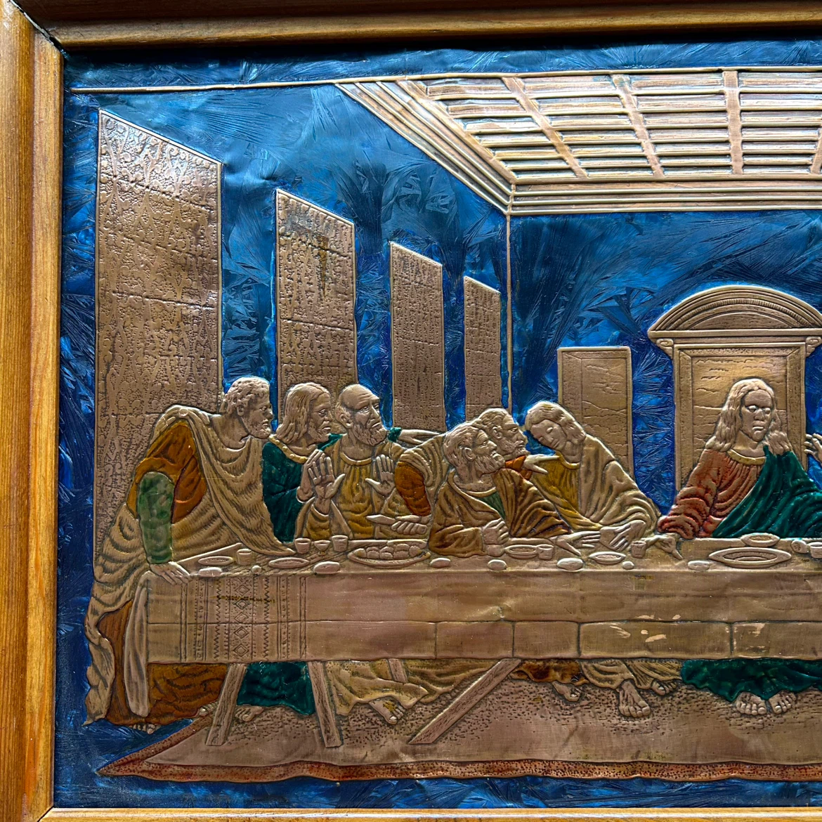 Vintage Embossed Copper “The Last Supper” Framed Wall Art - photo 4