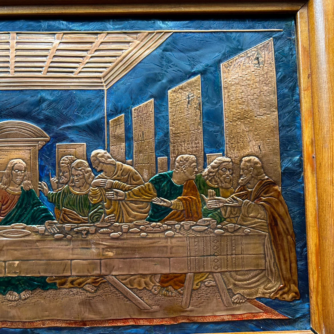 Vintage Embossed Copper “The Last Supper” Framed Wall Art - photo 5