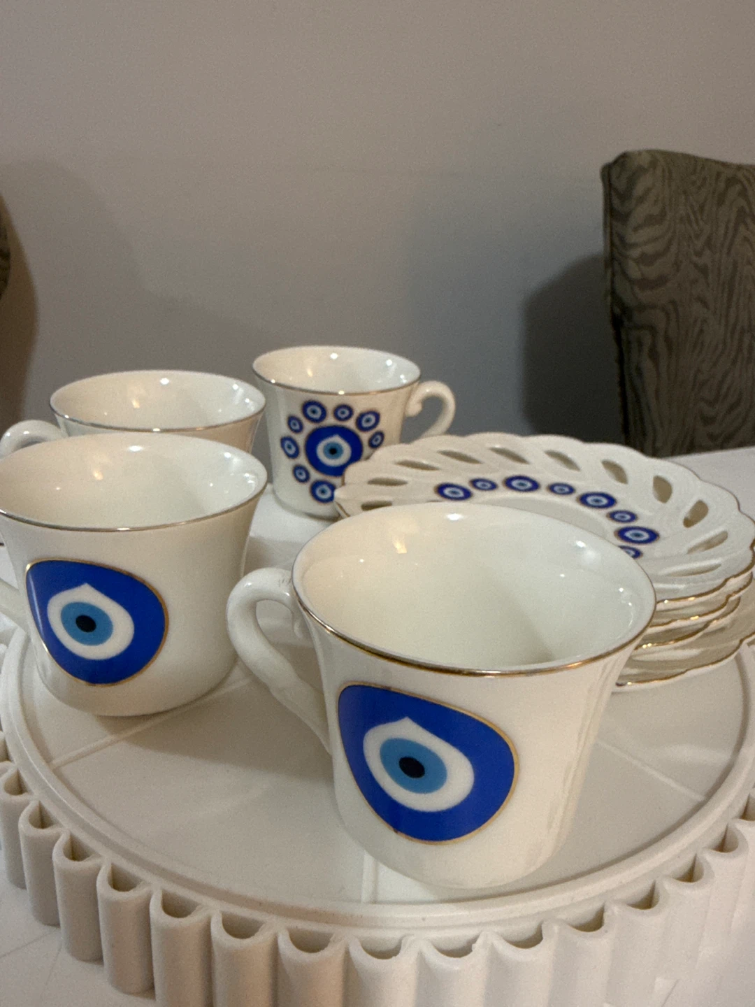 Evil Eye Coffee Cup and Saucer Set