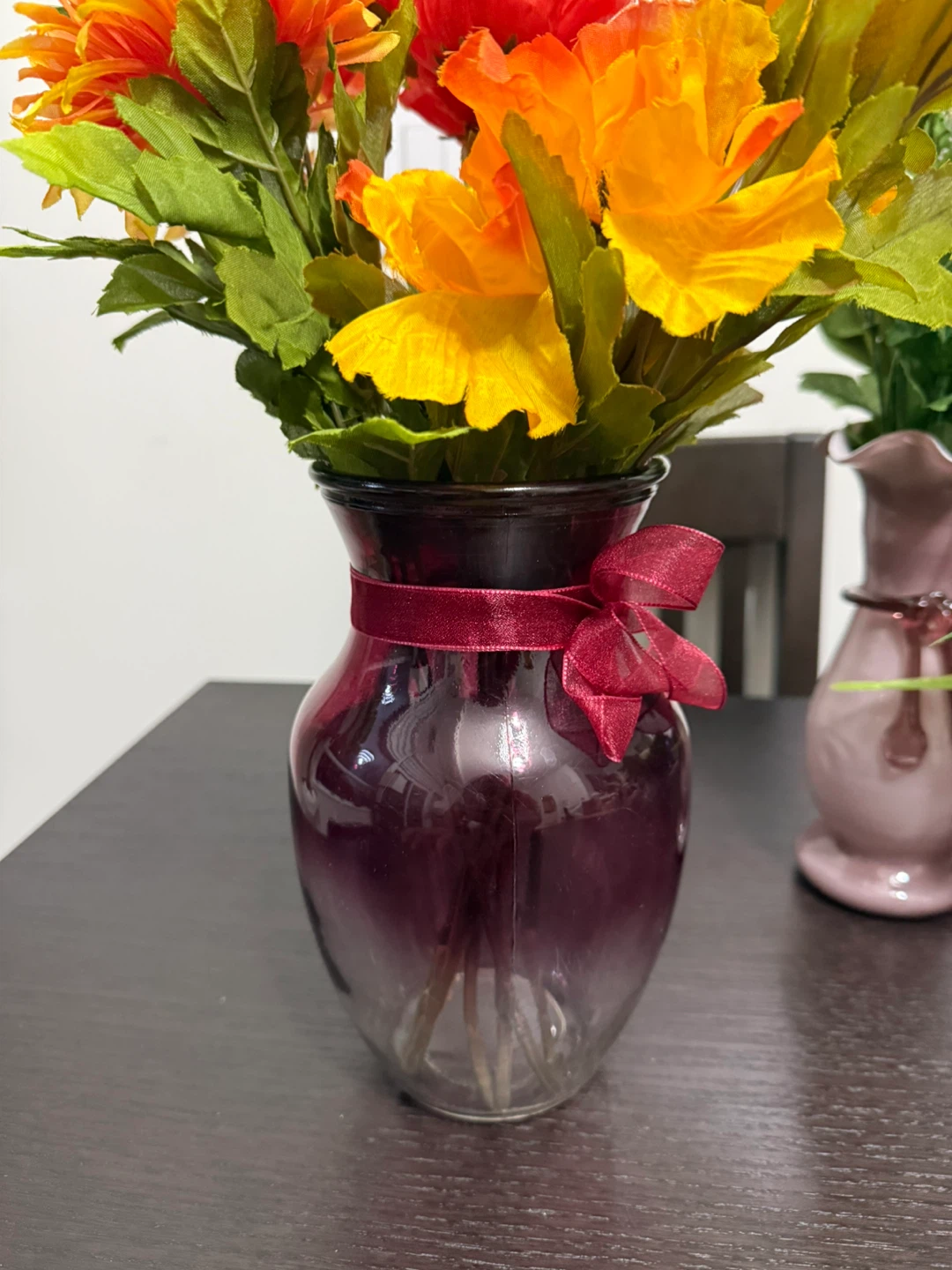 Set of 3 Decorative Vases and Planter with Artificial Flowers