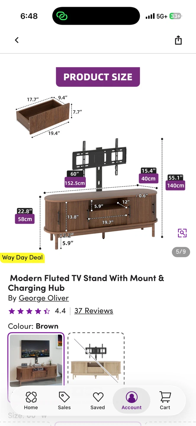 Fluted TV Stand with Mount (up to 70” tv) - photo 2