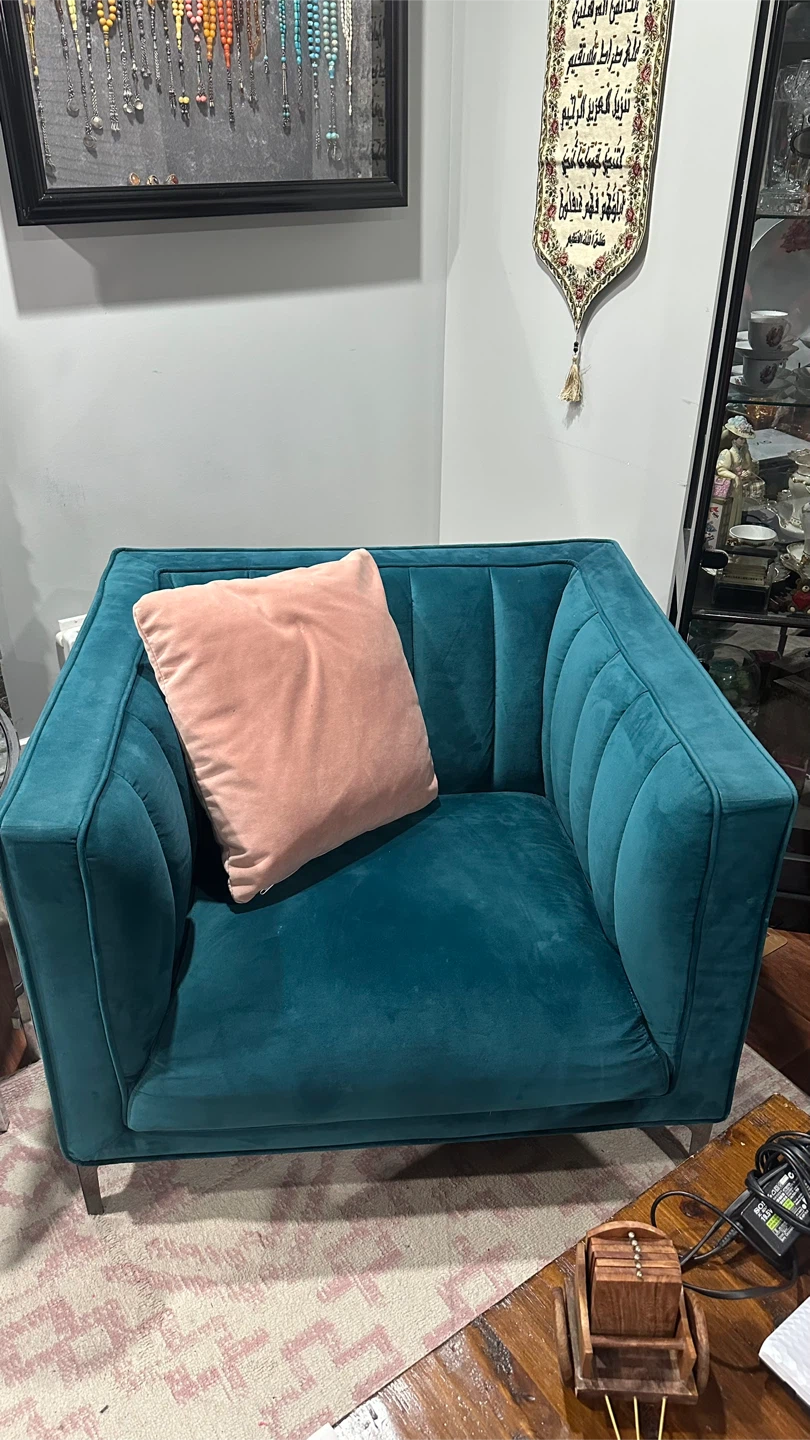 Teal Velvet Sofa