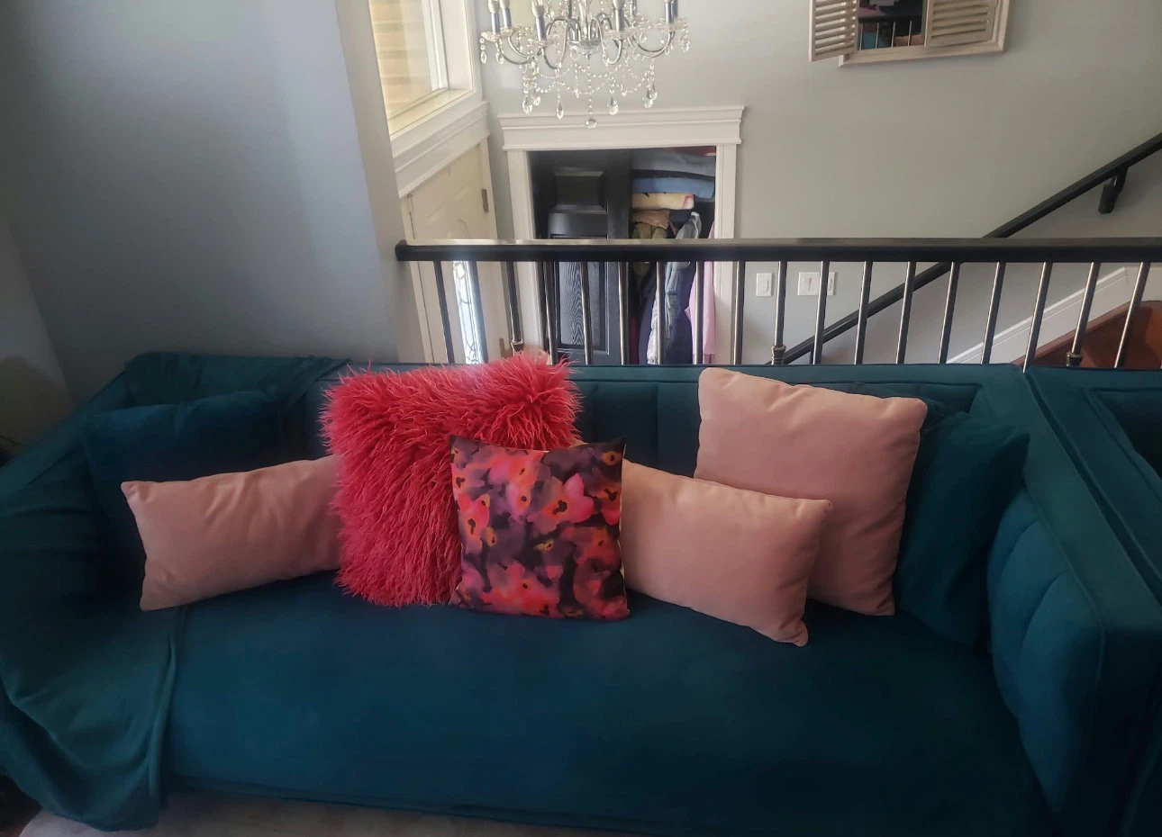 Teal Velvet Sofa - photo 4