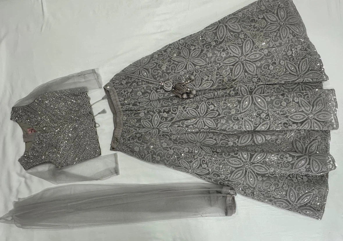 Silver Sequin Embroidered Lehenga Set - photo 3