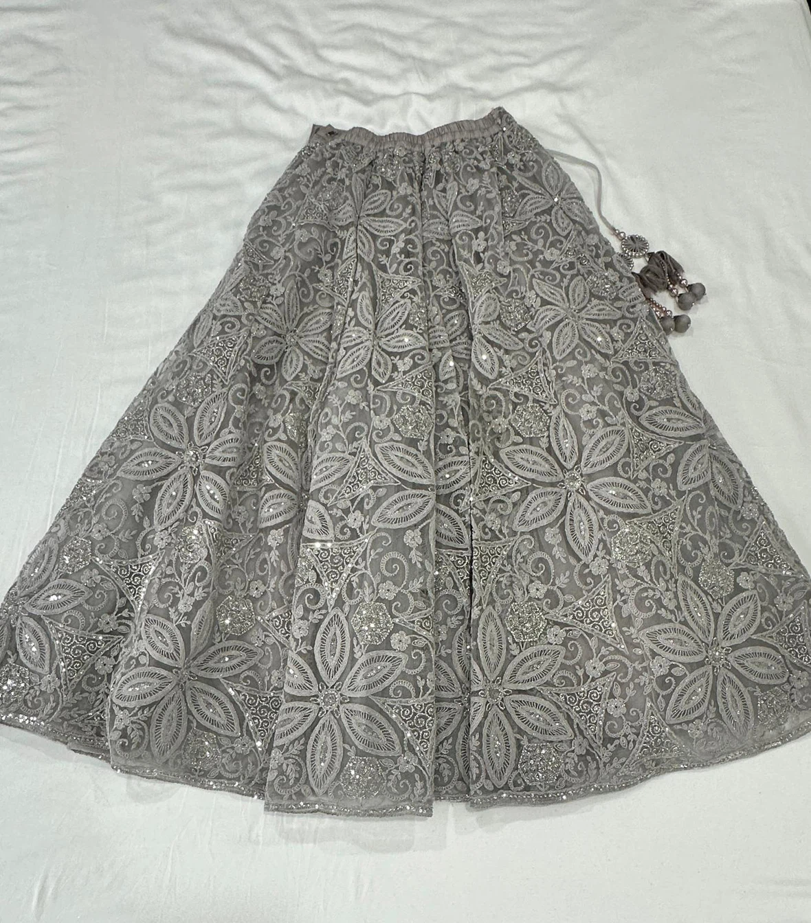 Silver Sequin Embroidered Lehenga Set - photo 4