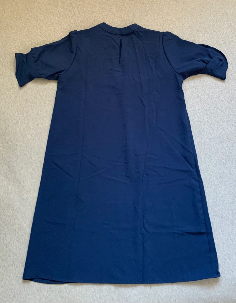 Simple Navy Blue V-Neck Shift Dress - Size Small - photo 2