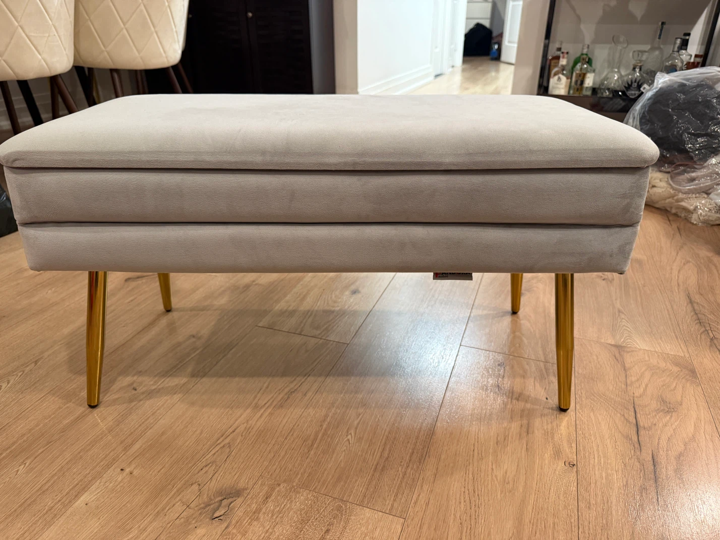 Velvet Storage Bench with Gold Legs - photo 2