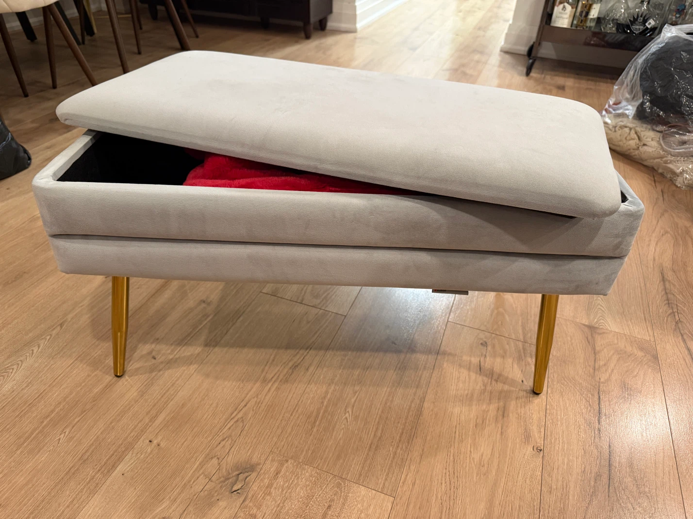 Velvet Storage Bench with Gold Legs - photo 3