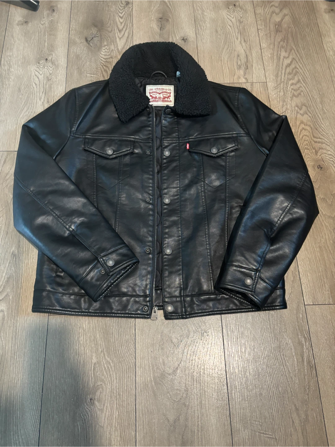 Levi's Faux Leather Sherpa Jacket - Black