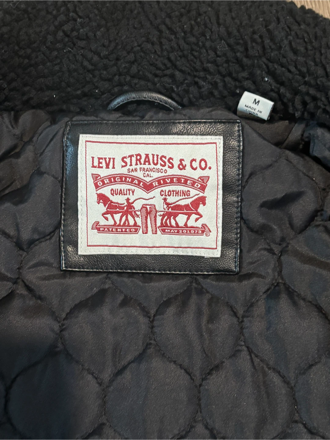 Levi's Faux Leather Sherpa Jacket - Black - photo 5