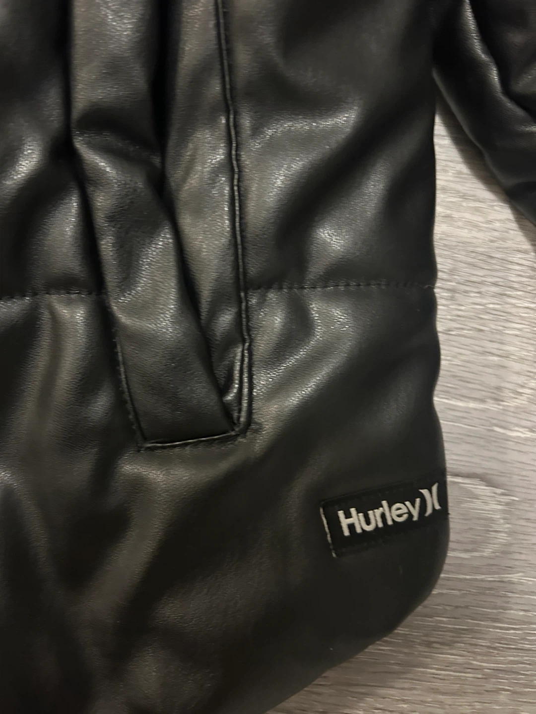 Hurley Black Faux Leather Puffer Jacket - photo 2