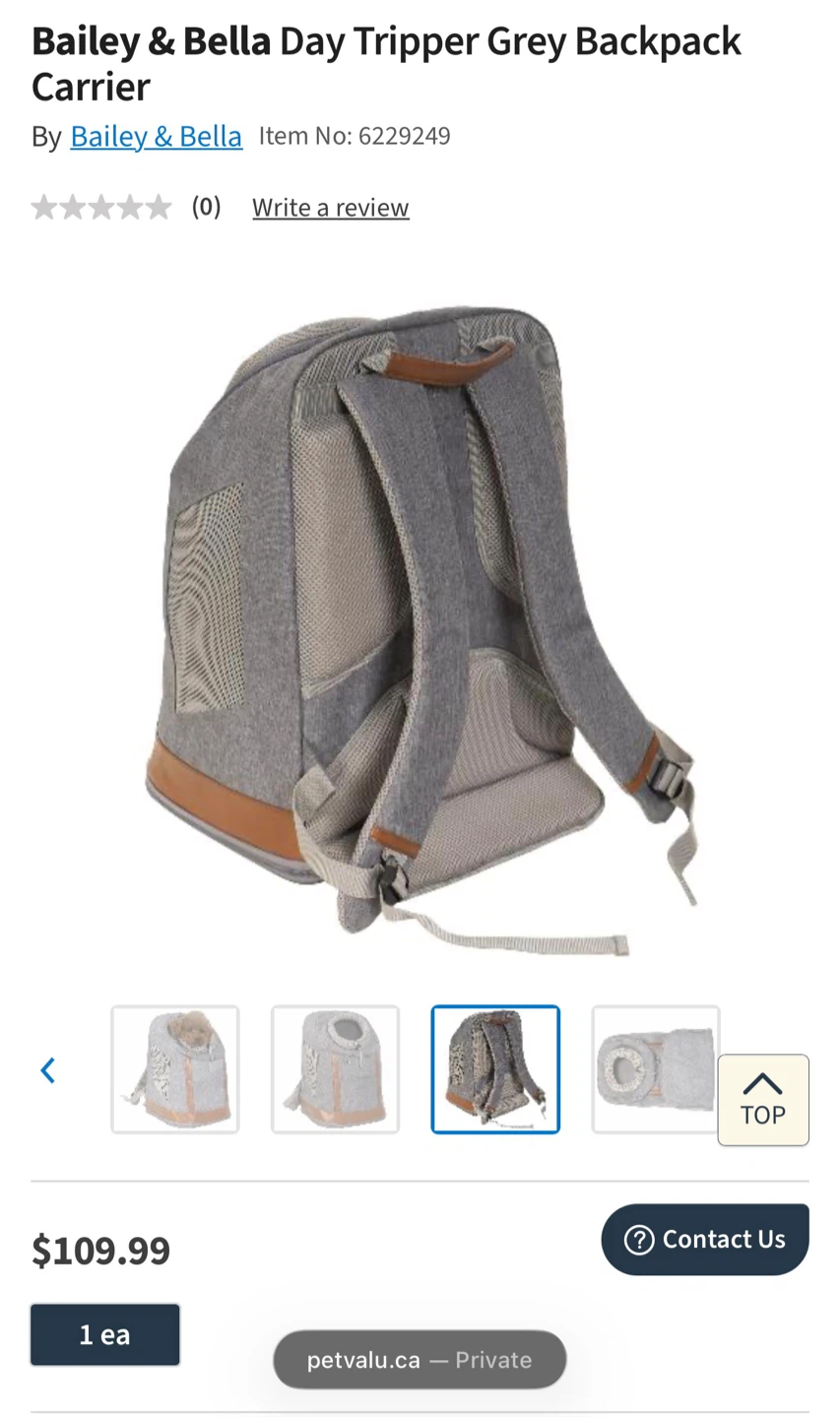 Bailey & Bella Day Tripper Grey Pet Backpack Carrier - photo 2
