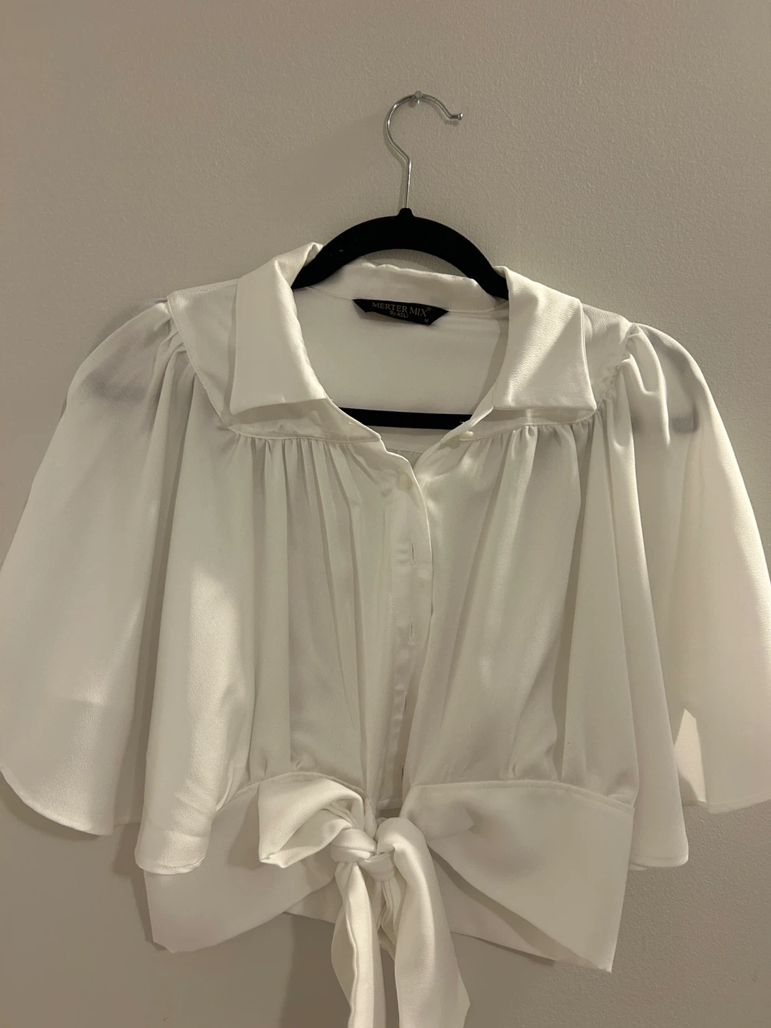White Tie-Front Blouse