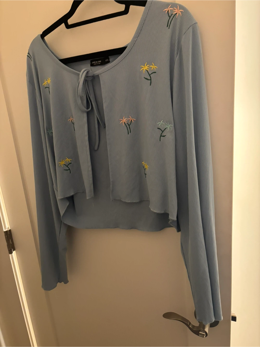 SHEIN Curve Ribbed Floral Cardigan