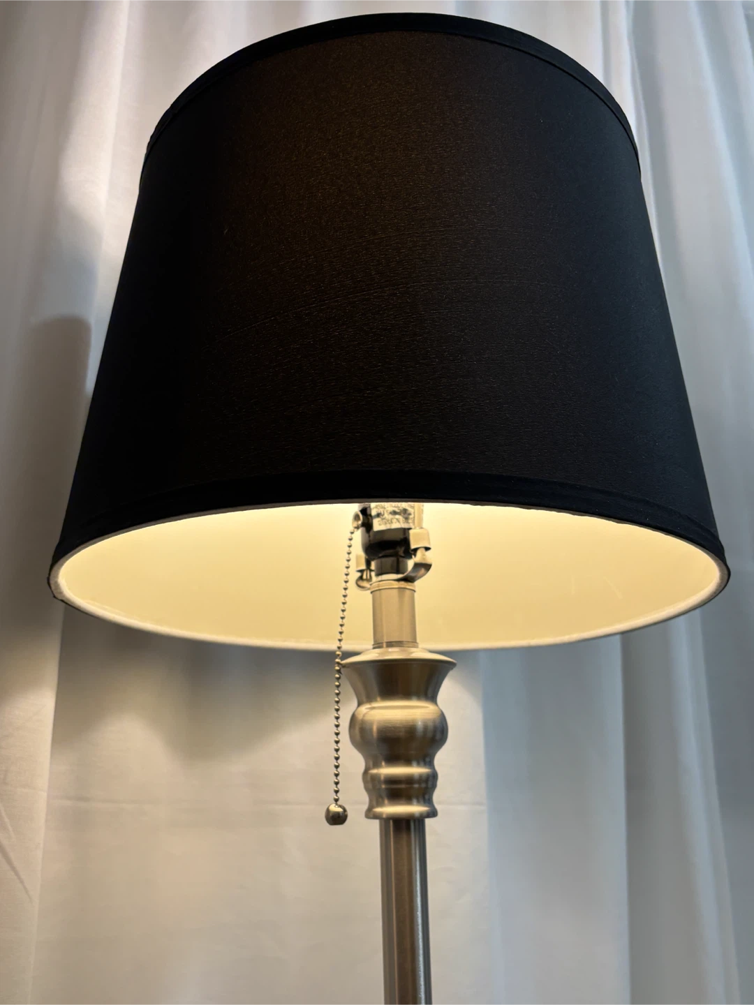 Brushed Nickel Floor Lamp with Black Shade - photo 3