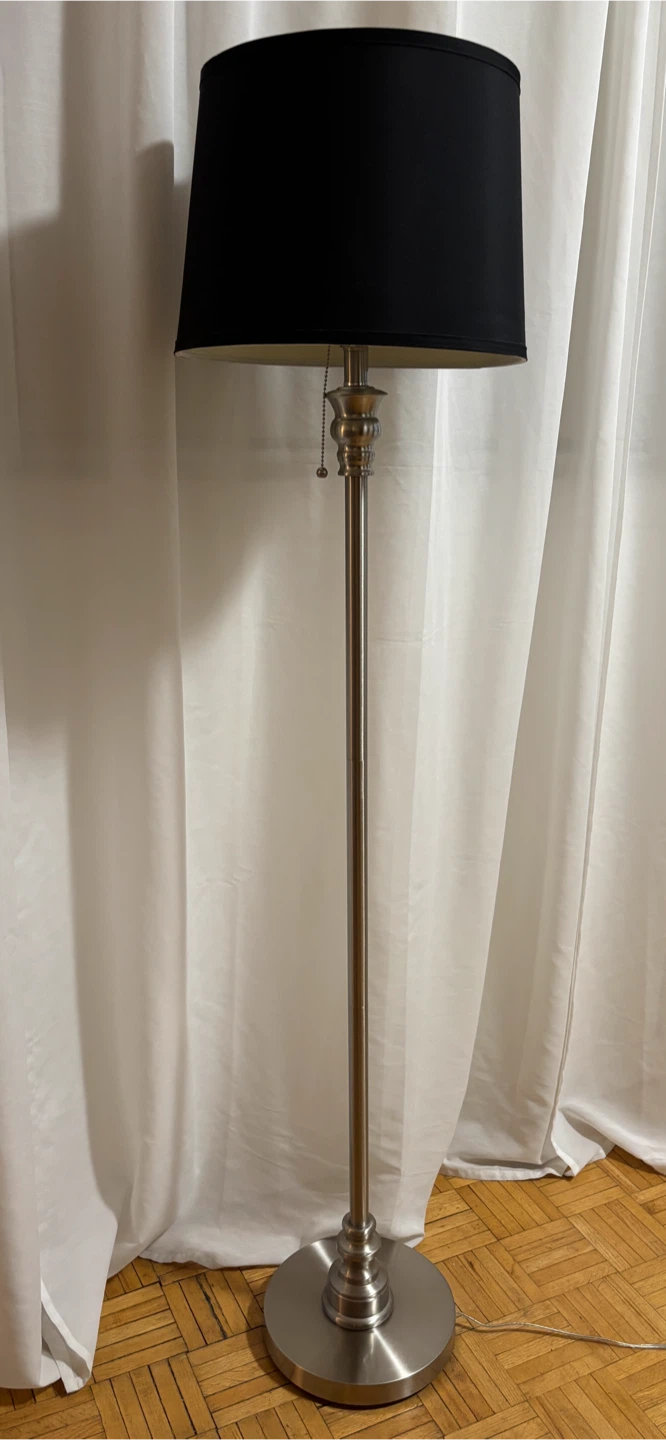 Brushed Nickel Floor Lamp with Black Shade - photo 4