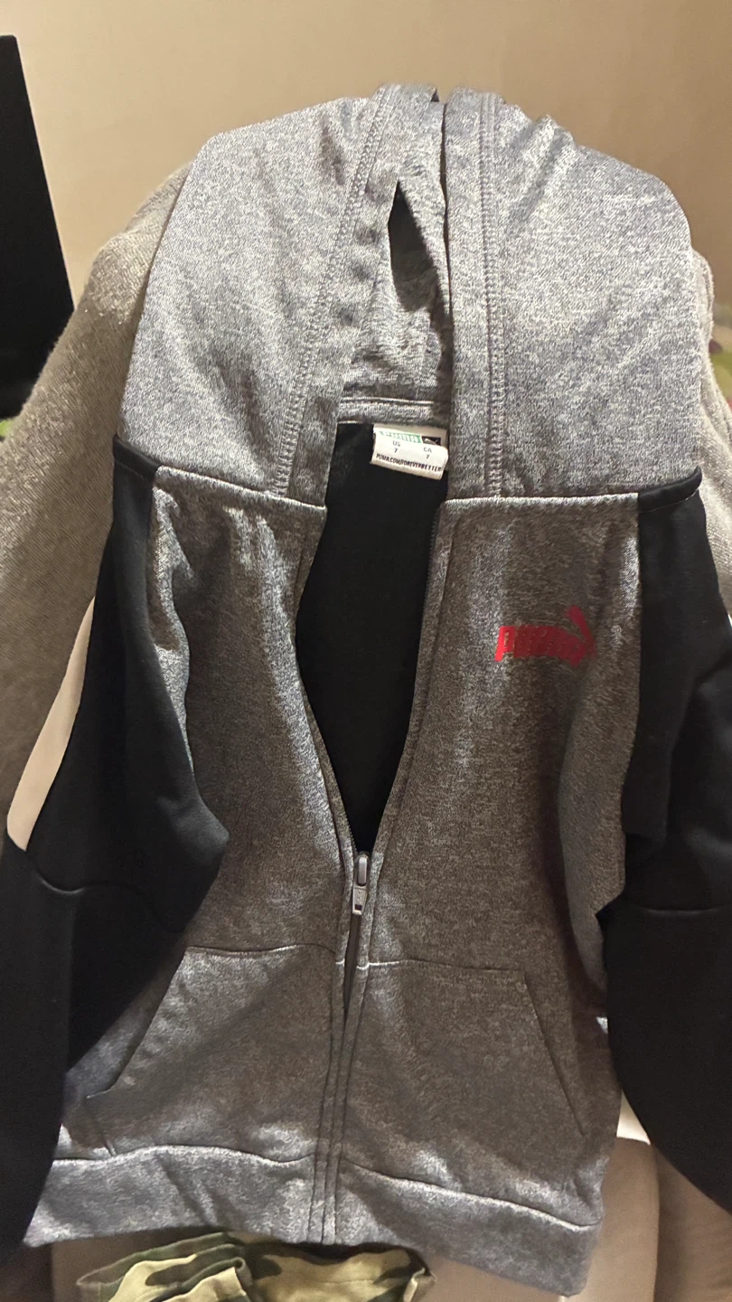 Puma Kids Zip-Up Hoodie Grey